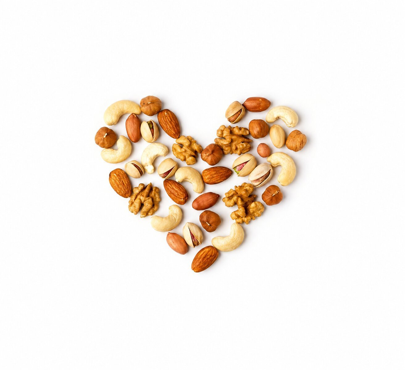 Nuts arranged in a heart